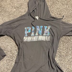 PINK Victoria's Secret Charcoal Gray Pullover Hoodie